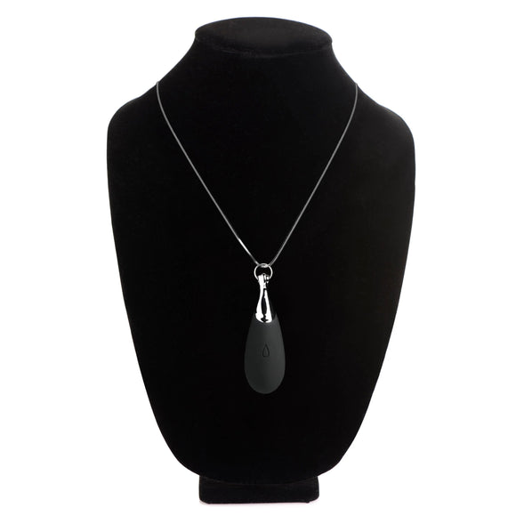 10x Vibrating Silicone Teardrop Necklace - Black CH-AH103