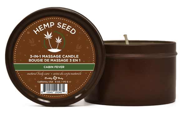 Hemp Seed 3-in-1 Massage Candle Cabin Fever 6oz/  170 G EB-HSCH021A