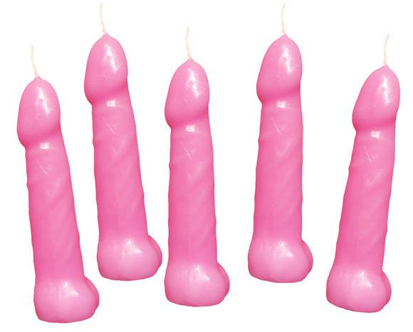 Bachelorette Pecker Party Pink Candles 5pk HTP3143