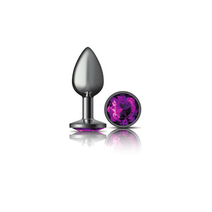 Cheeky Charms-Gunmetal Metal Butt Plug- Round-Deep Purple-Small VB-CC9123