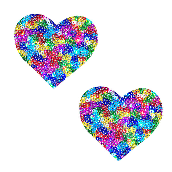 Unipoo Sparkle Sequin Multicolor I Heart U  Nipztix Pasties NN-UPO-HRT-NS