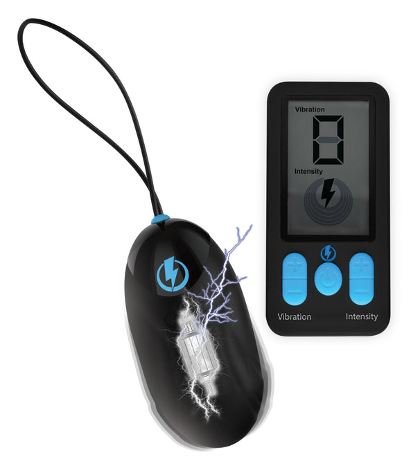 E-Stim Pro Silicone Vibrating Egg With Remote  Control - Black ZE-AG662