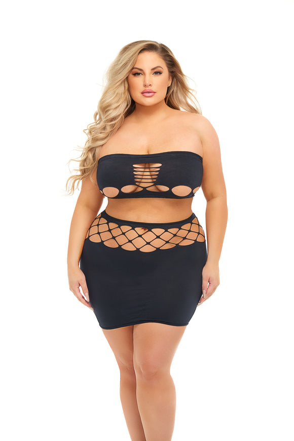 Net Worth 2pc Bandeau Set - Queen - Black PKL-23117XBLKOS