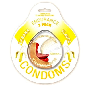 Endurance Lubricated Flavored Condoms - 3 Pack Disc - Banana HTP2090