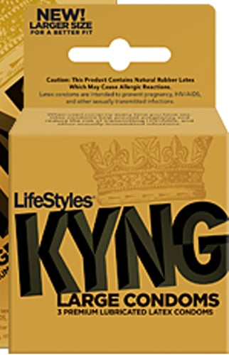 Lifestyle Kyng Gold Large Lubricated Condoms - 3 Pack LS9803