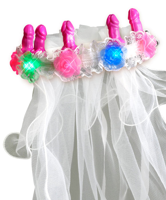 Bachelorette Party Favors Light-Up Pecker Veil PD6613-00