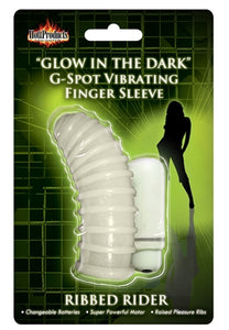 Glow in the Dark Vibrating Ribbed Rider  Finger Sleeve HTP2765