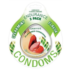 Endurance Lubricated Flavored Condoms - 3 Pack Disc - Spearmint HTP2089