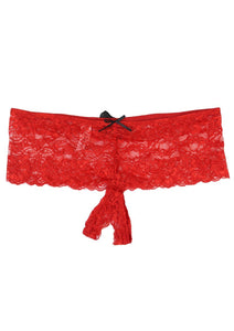 Stretch Lace Open Crotch Thong - 3x-4x - Red LA-3000XRED4X