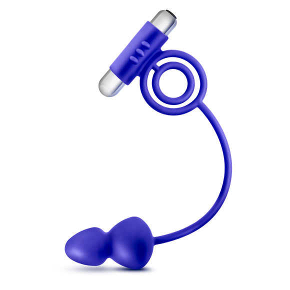 Performance Penetrator Anal Plug W/vibrating Cock  Rings - Indigo BL-01802