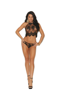 Mesh Halter Neck Cami and Panty - Black - Medium EM-3967BLKM