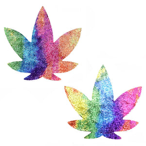 Plur Velvet Crush Multicolor Dope Af Weed Leaf  Nipztix Pasties NN-PLU-WEE-NS