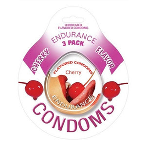 Endurance Lubricated Flavored Condoms - 3 Pack Disc - Cherry HTP2086