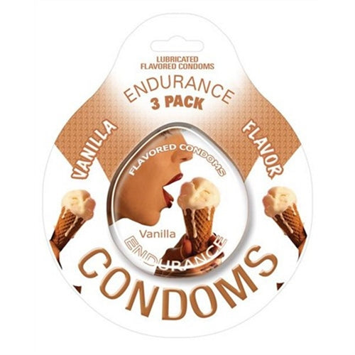 Endurance Lubricated Flavored Condoms - 3 Pack Disc - Vanilla HTP2088