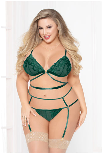 Lace Bra Set - Green - Queen Size STM-10928XP