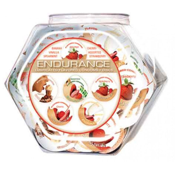 Endurance Lubricated Flavored Condoms - 144 Piece Fishbowl - Assorted HTP280D