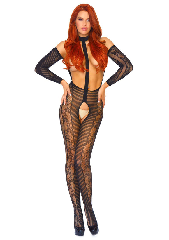 Long-Sleeved Bodystocking - One Size - Black LA-89086